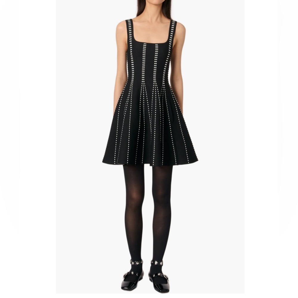 Maje Black Studded Midi Dress